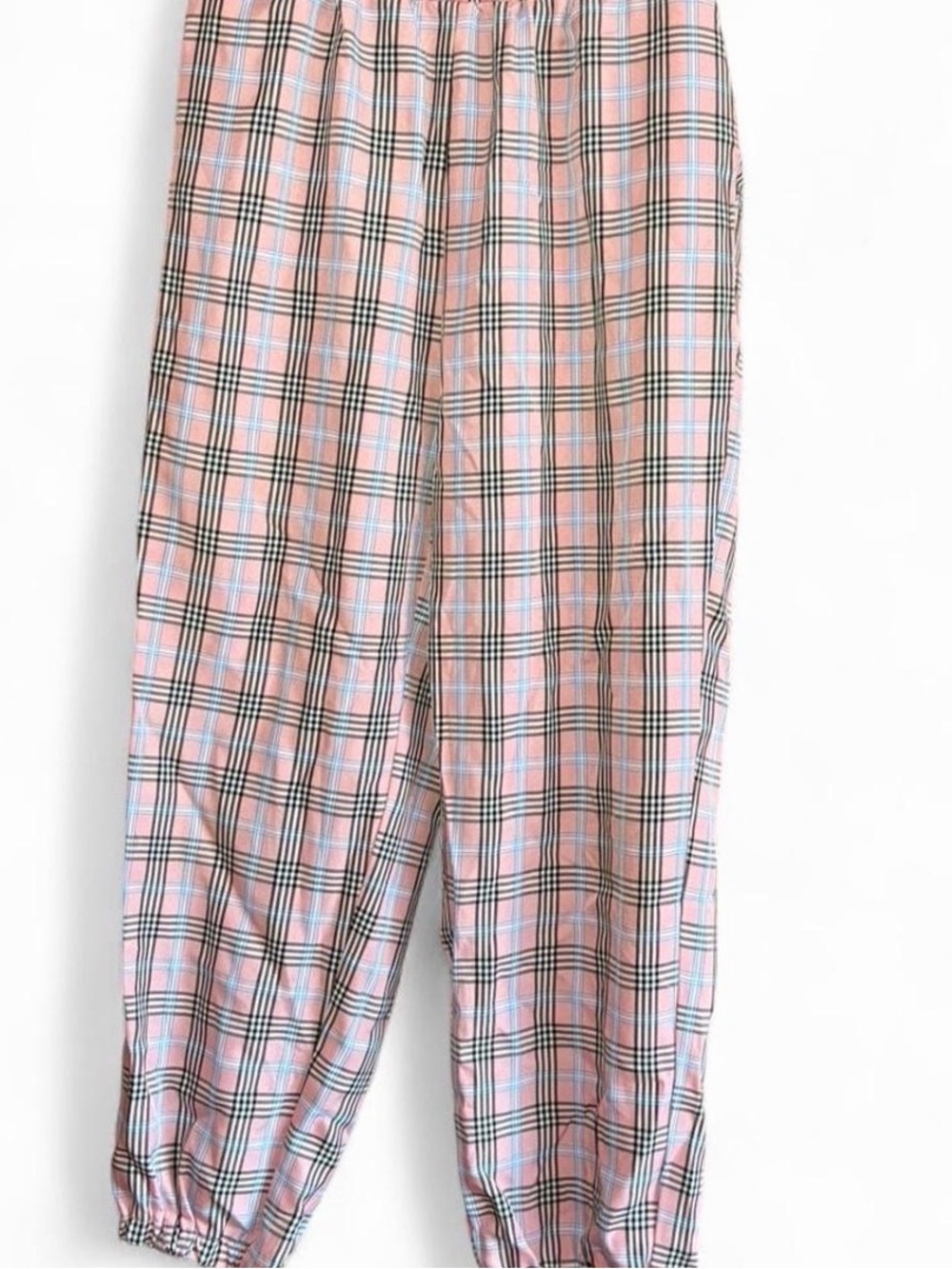 SHEIN Pink Plaid Elastic Waist Women Joggers